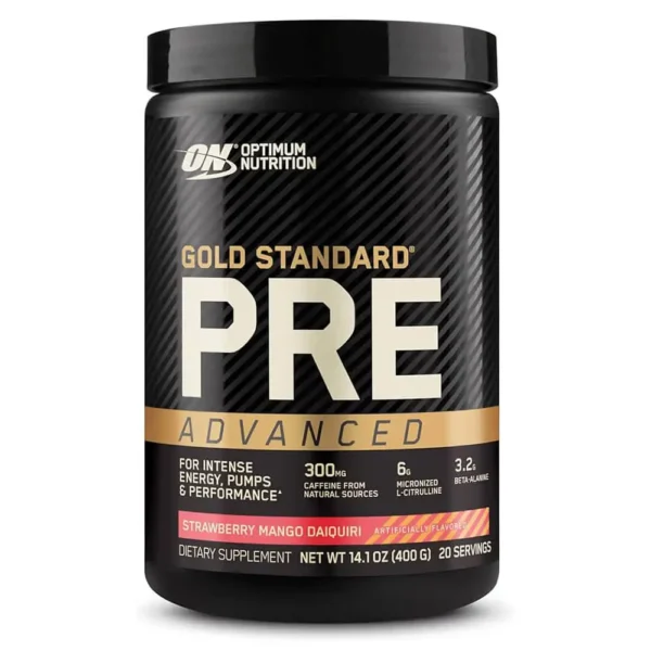 Optimum Nutrition Gold Standard PRE Advance, Strawberry mango Daiquiri, 400G, 20S