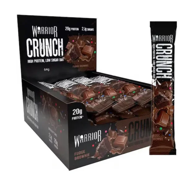 WARRIOR, Crunch High Protein Bar, Fudge Brownie 64g Pack of 12