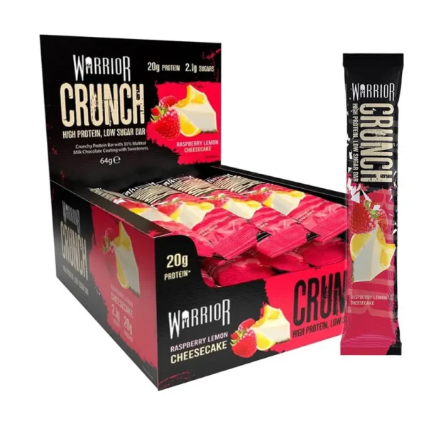 WARRIOR, Crunch High Protein Bar, Raspberry Lemon Cheesecake, 64g, Pack of 12