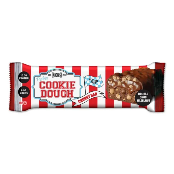 ADONIS PROTEIN COOKIE DOUGH,CHUNKY BAR,DOUBLE CHOC HAZELNUT 55G