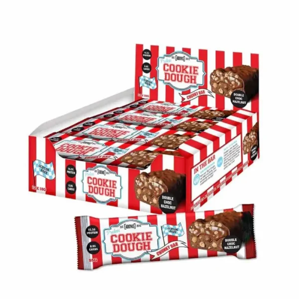 ADONIS PROTEIN COOKIE DOUGH,CHUNKY BAR,DOUBLE CHOC HAZELNUT 55G PACK OF 12