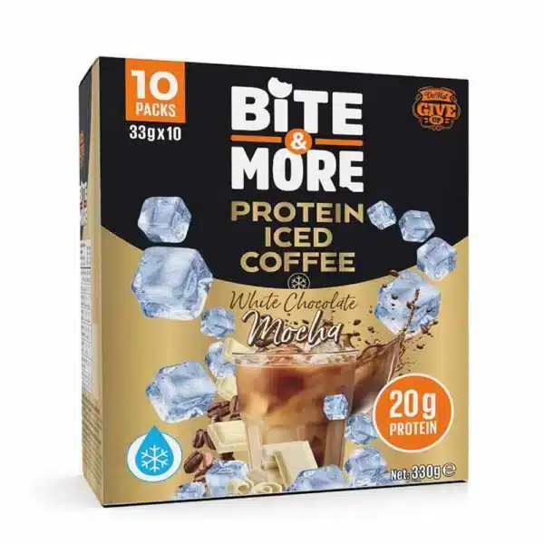 BITE & MORE PROTEIN ICED COFFEE, WHITE CHOCOLATE MOCHA FLAVOUR 33G PACK OF 10