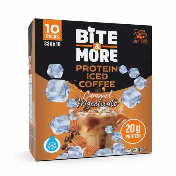 BITE & MORE PROTEIN ICED COFFEE,CARAMEL MACCHIATO FLAVOUR 33G PACK OF 10