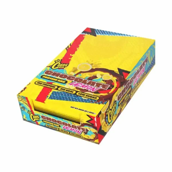 CHAOS CREW, PROTEIN BAR, CHOCOLATE LEMON,55G PACK OF 12