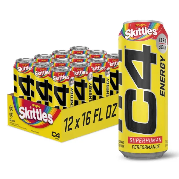 Cellucor C4 Performance Energy Drink, Zero Sugar, SKITTLES, 473ml Pack of 12