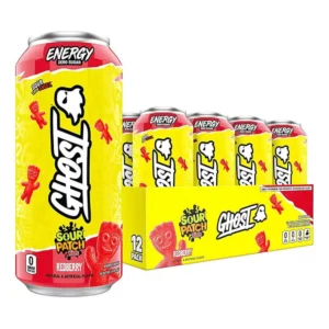 Ghost Energy Zero Sugar Sour Patch Kids, Redberry, 473ml Pack of 12