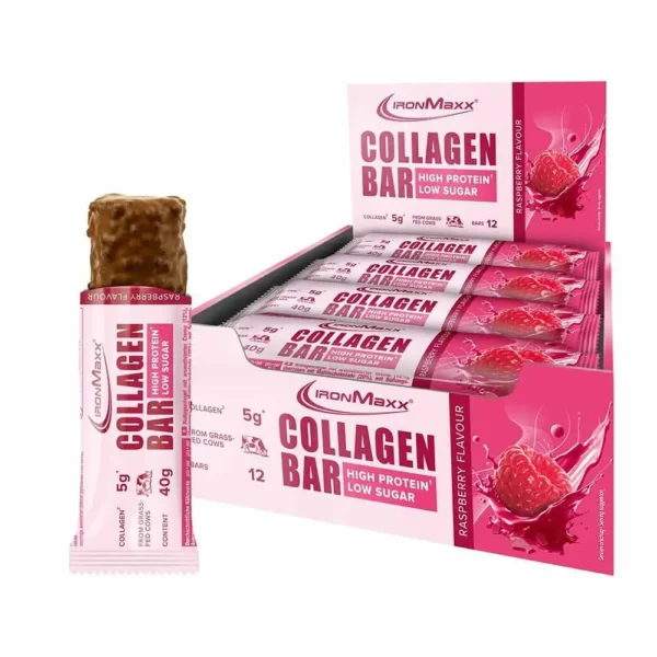 IronMaxx, Collagen Bar, Raspberry, 40g Pack of 12