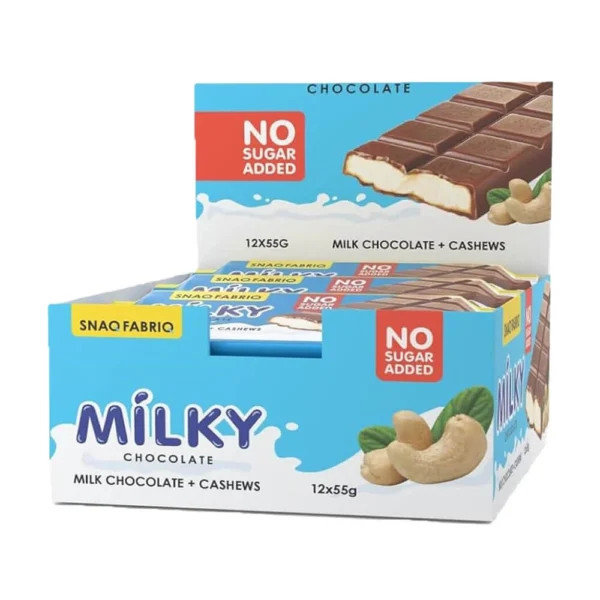 Snaq Fabriq Milky Chocolate Milk Chocolate + Cashew 12x55g