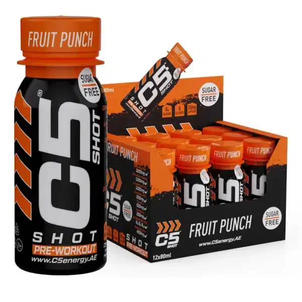 C5 Shot Pre-Workout Energy Drink Sugar Free 80ml Box of 12 Fruit Punch Flavor