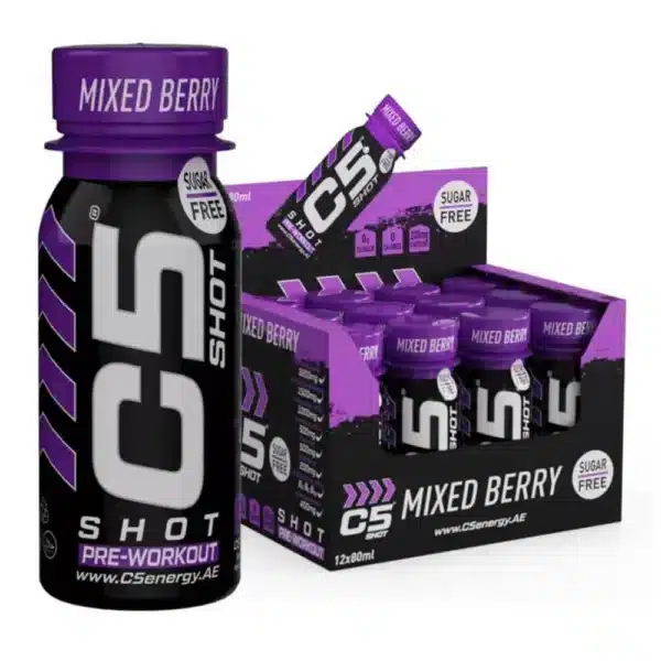C5 Shot Pre-Workout Energy Drink Sugar Free 80ml Box of 12 Mixed Flavor