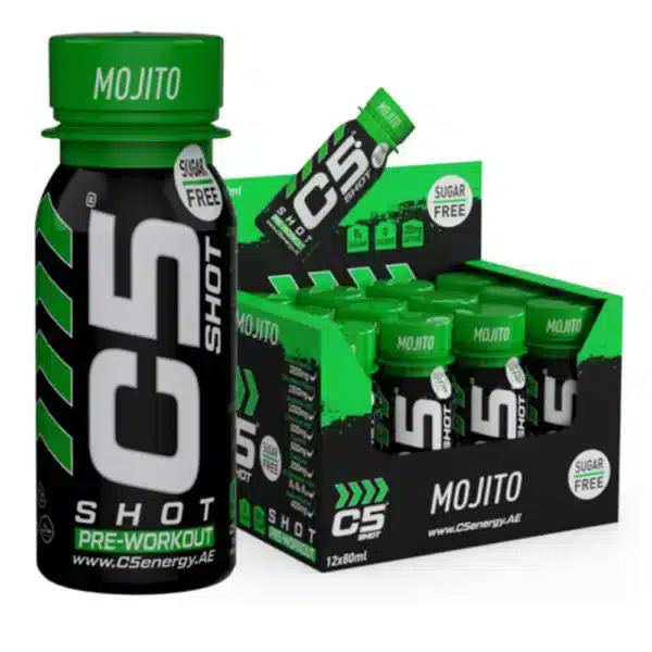 C5 Shot Pre-Workout Energy Drink Sugar Free 80ml Box of 12 Mojito Flavor