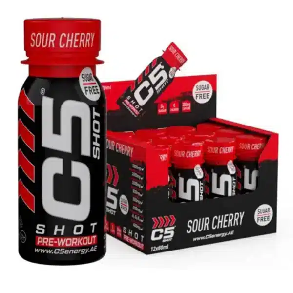 C5 Shot Pre-Workout Energy Drink Sugar Free 80ml Box of 12 Sour Cherry