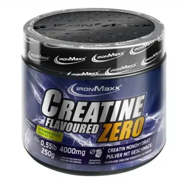 ironmax creatine flavoured zero zitronen eistee, lemon ice tea
