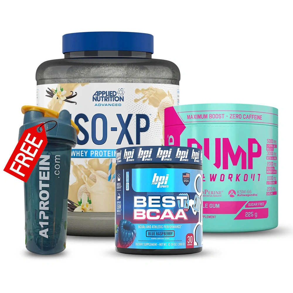 Ultimate Fitness Combo Offer ISO-XP Whey Protein, BCAA, Pump PreWorkout,FREE Shaker