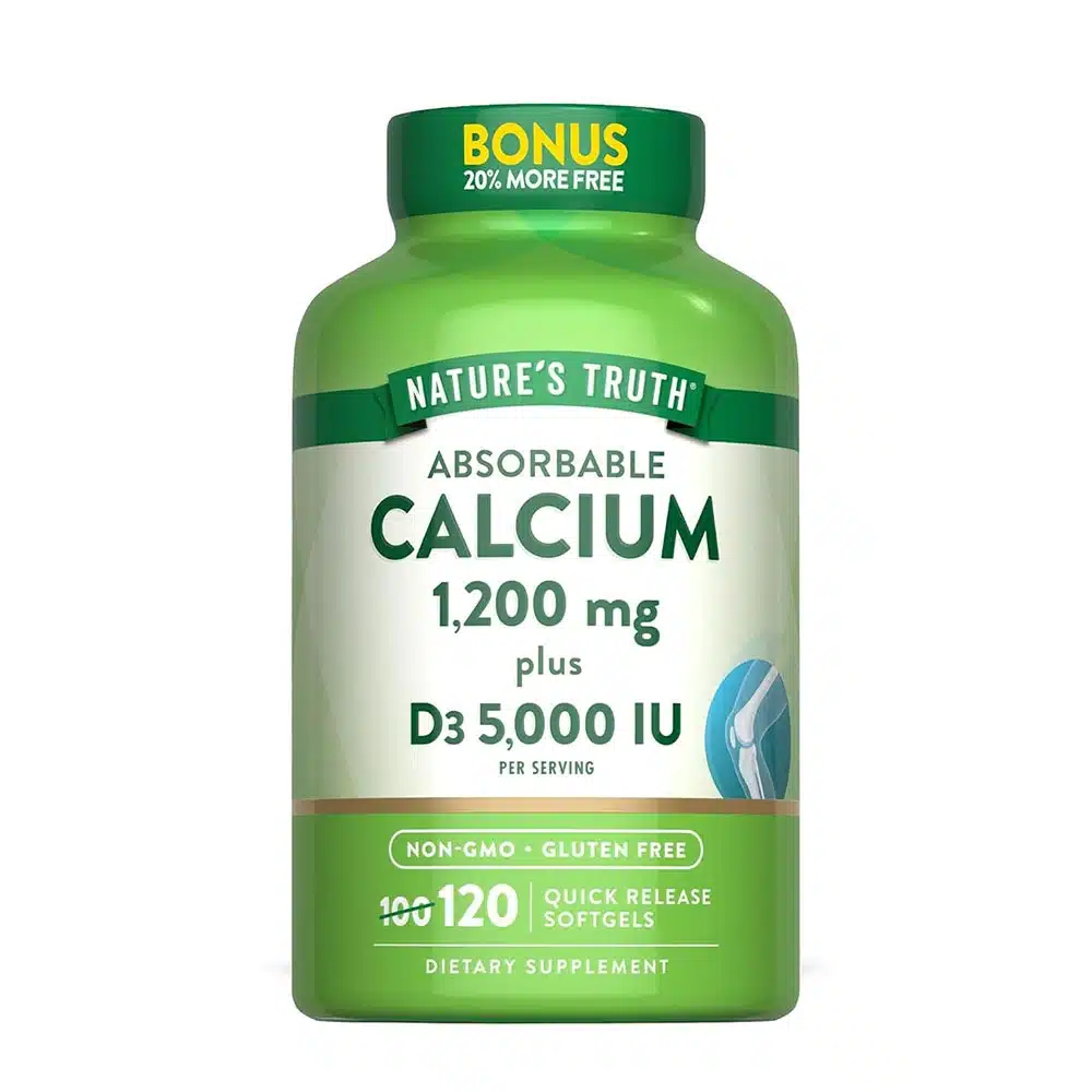 Nature’s Truth Absorbable Calcium 1200 mg + Vitamin D3 5000 IU –120 Softgels